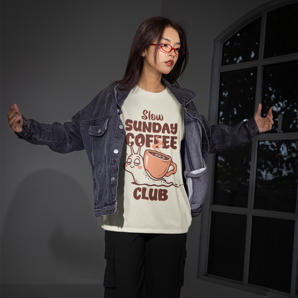 Slow Sunday Coffee Club Unisex Oversized Tee