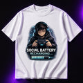 Social Battery Recharging Oversized Gaming Graphic T-Shirt – Funny Introvert Gamer Tee