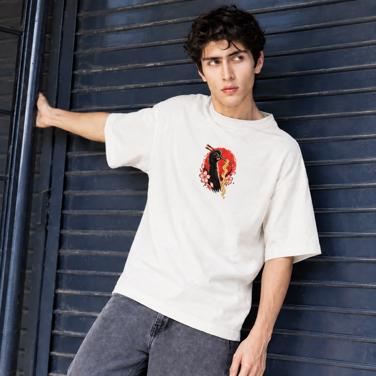 Ramen Cat Unisex Oversized Tee