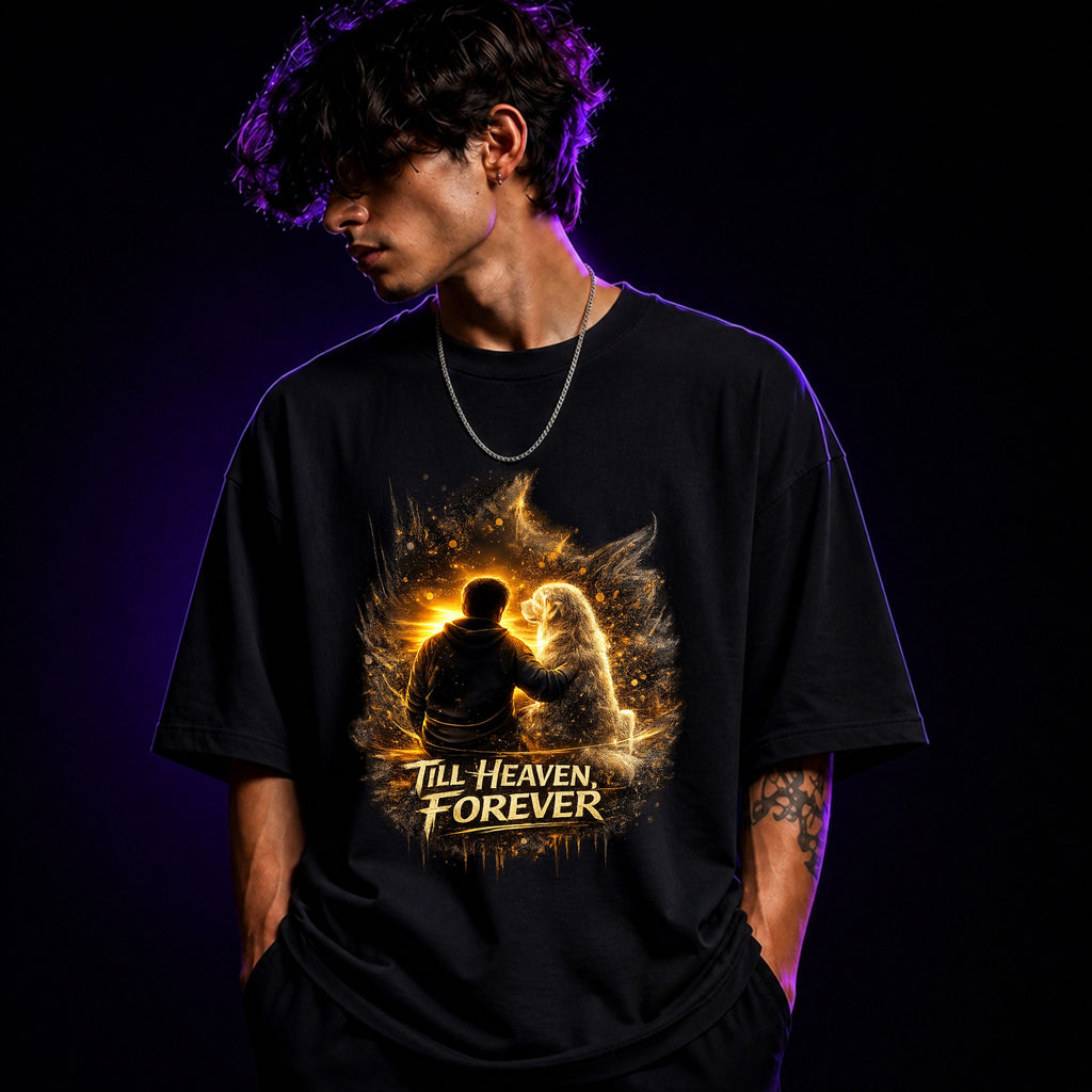 Till Heaven Forever Oversized Graphic T-Shirt – Memorial Dog Lover Unisex Tee