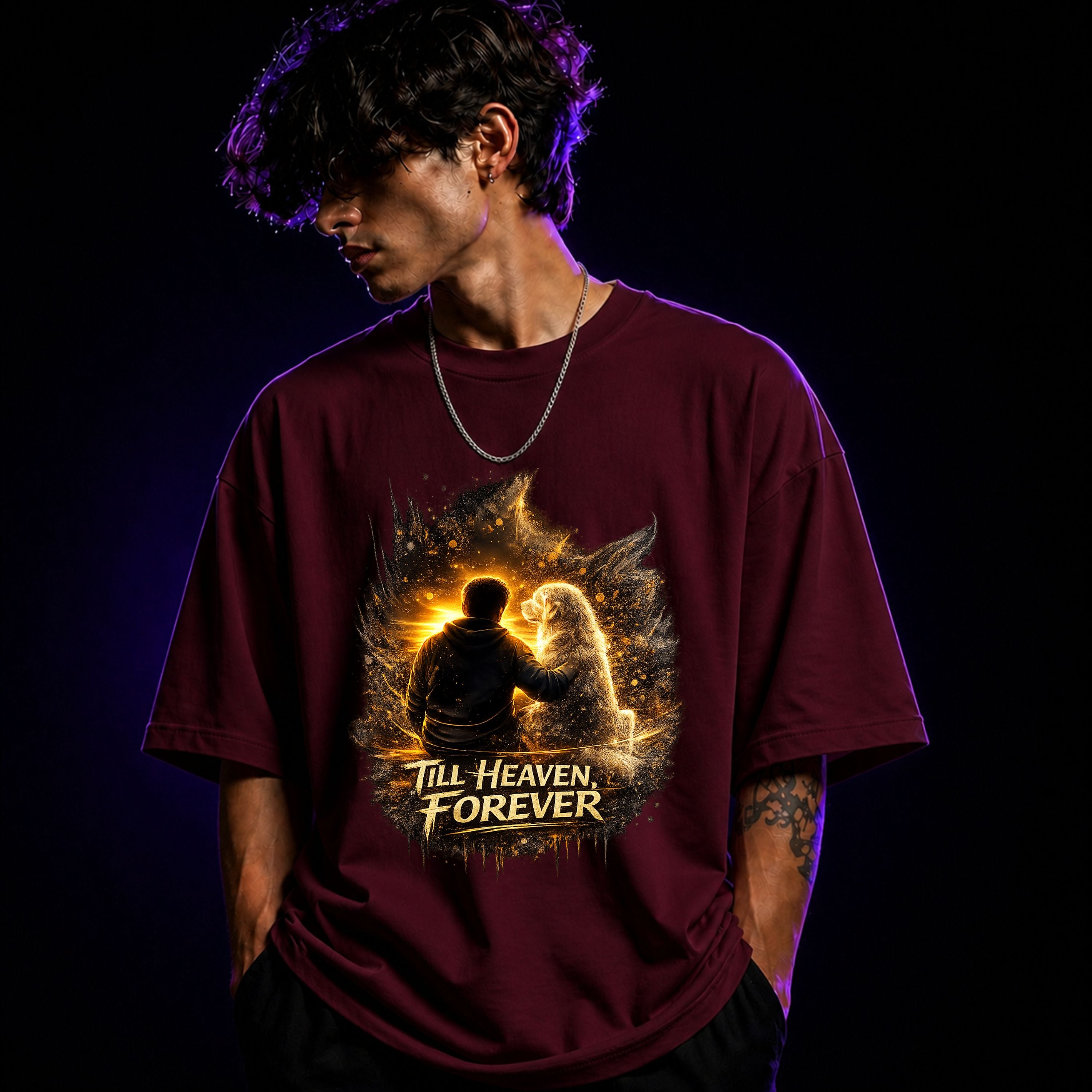 Till Heaven Forever Oversized Graphic T-Shirt – Memorial Dog Lover Unisex Tee