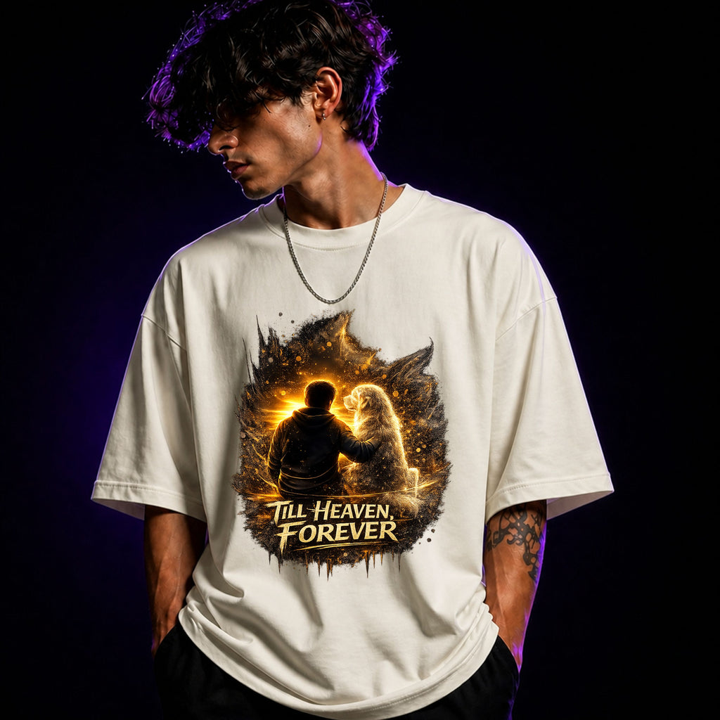 Till Heaven Forever Oversized Graphic T-Shirt – Memorial Dog Lover Unisex Tee