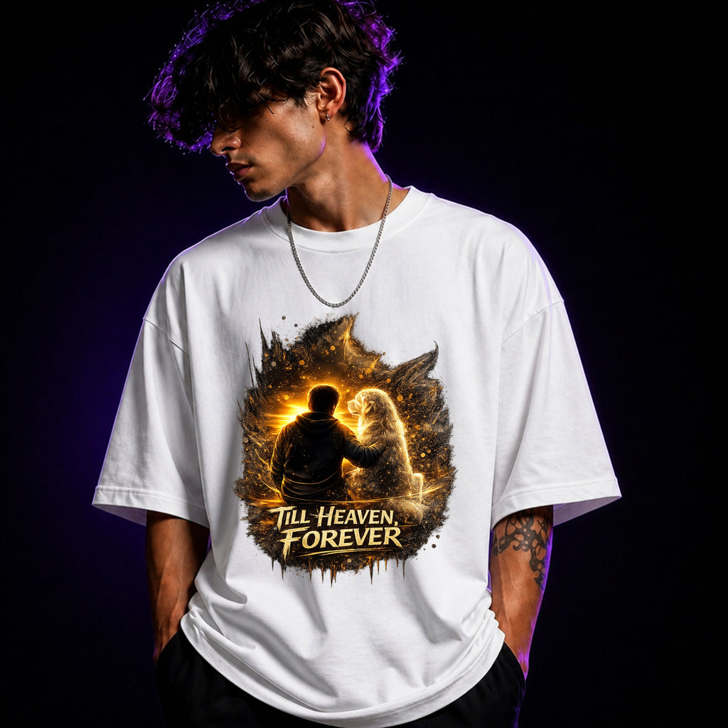 Till Heaven Forever Oversized Graphic T-Shirt – Memorial Dog Lover Unisex Tee