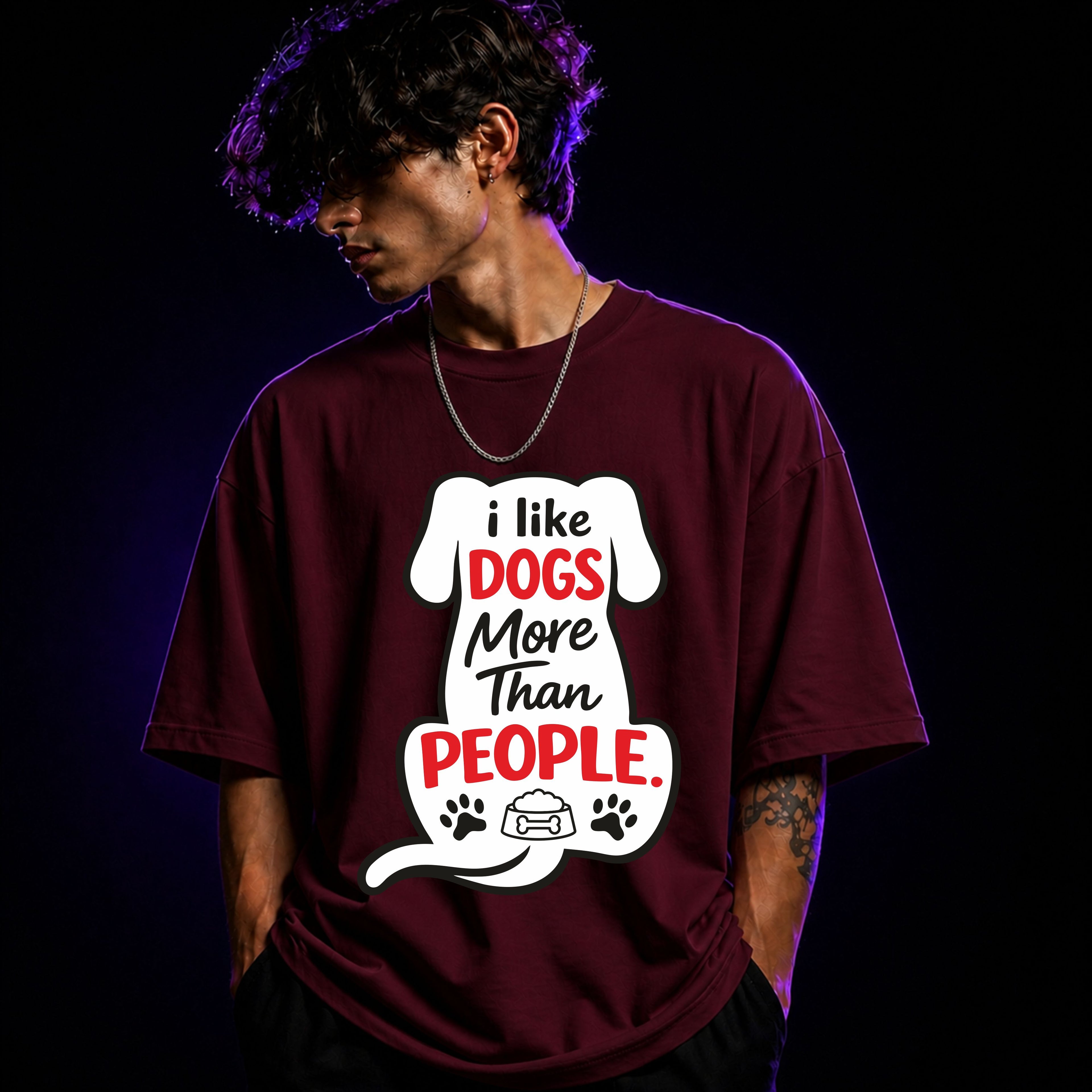 I Like Dogs More Than People Oversized Graphic T-Shirt – Dog Lover Unisex Tee