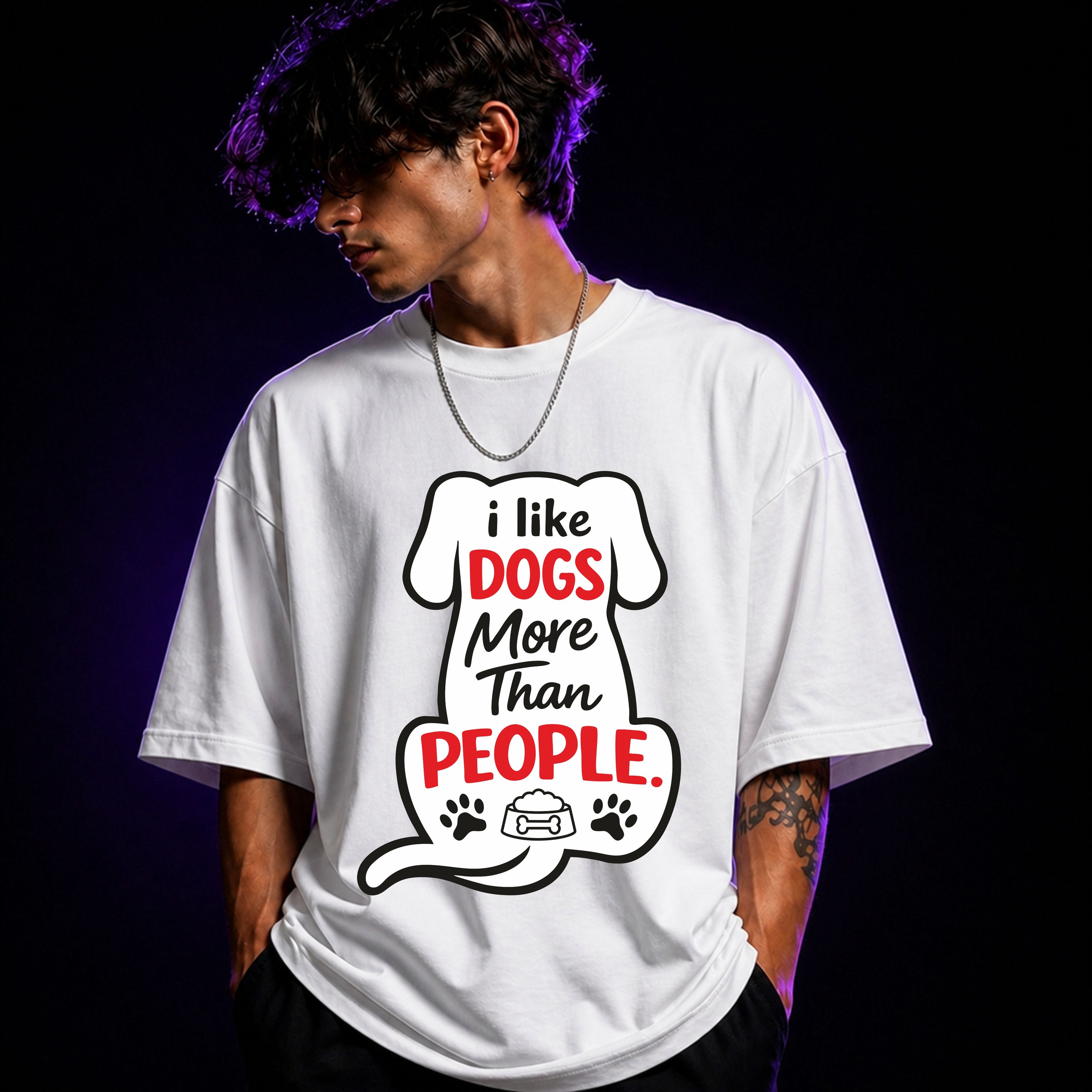 I Like Dogs More Than People Oversized Graphic T-Shirt – Dog Lover Unisex Tee