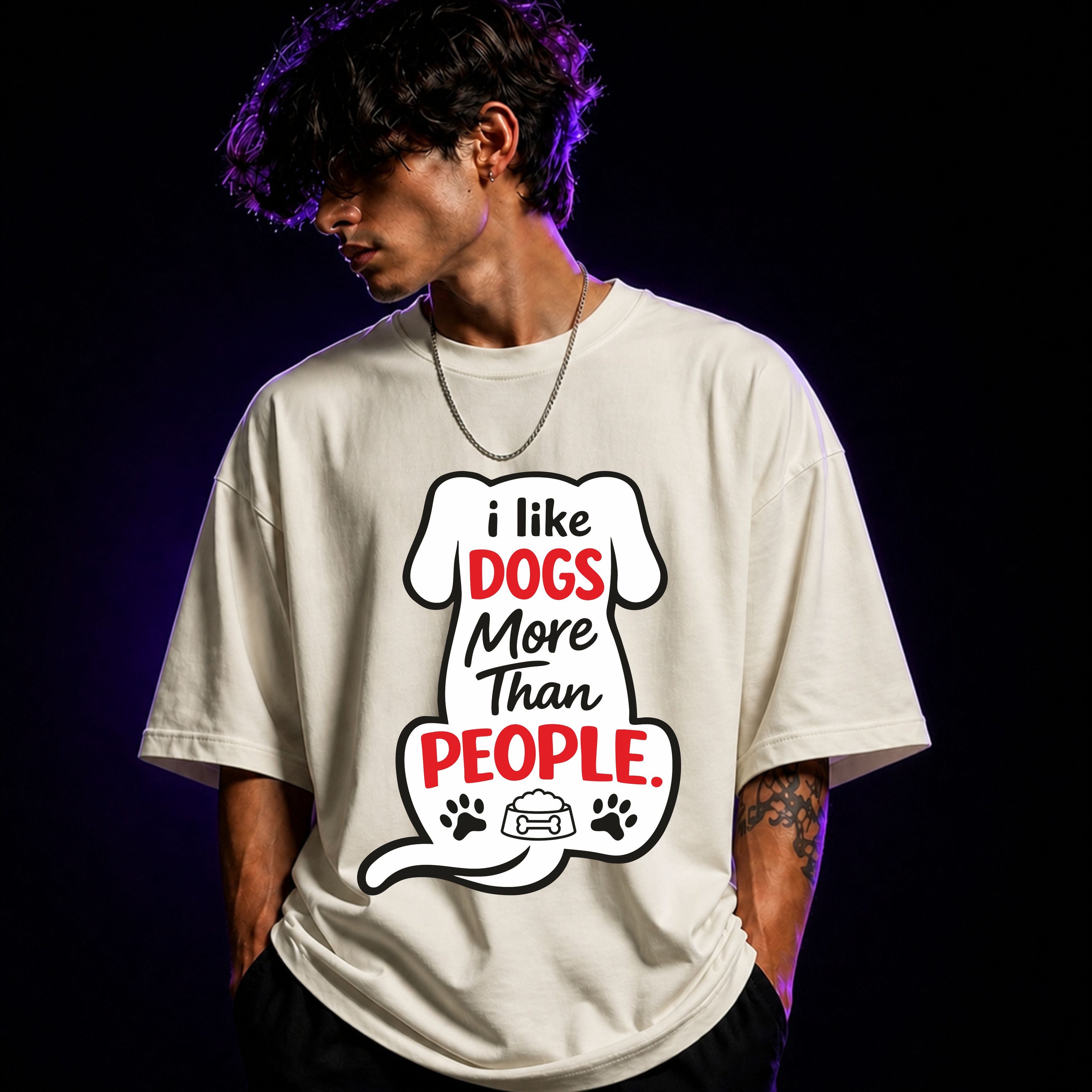I Like Dogs More Than People Oversized Graphic T-Shirt – Dog Lover Unisex Tee