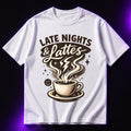 Late Nights & Lattes Oversized Graphic T-Shirt – Coffee Lover Unisex Tee