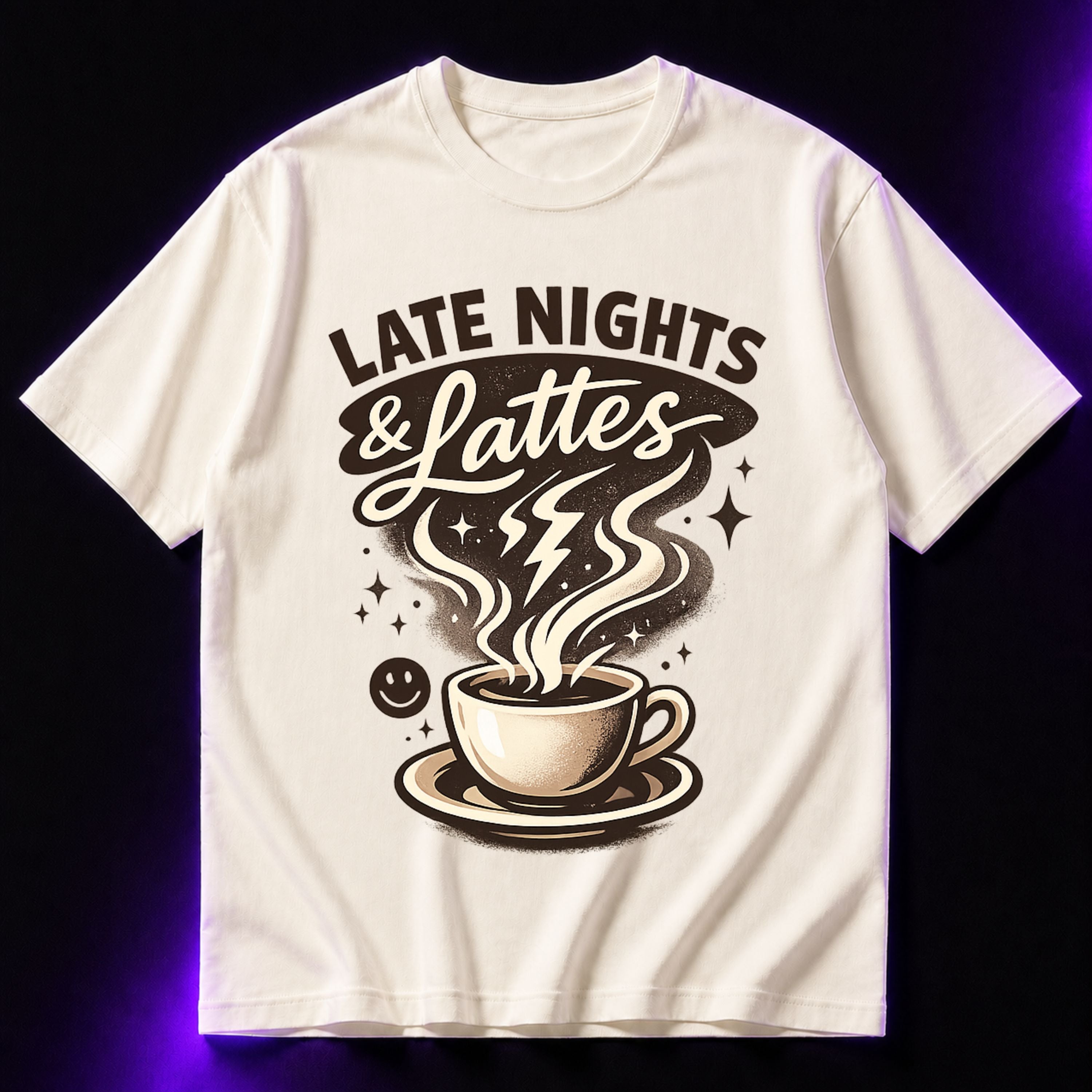 Late Nights & Lattes Oversized Graphic T-Shirt – Coffee Lover Unisex Tee
